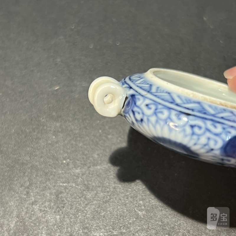 清 青花菊花纹鸟食罐 - 图7
